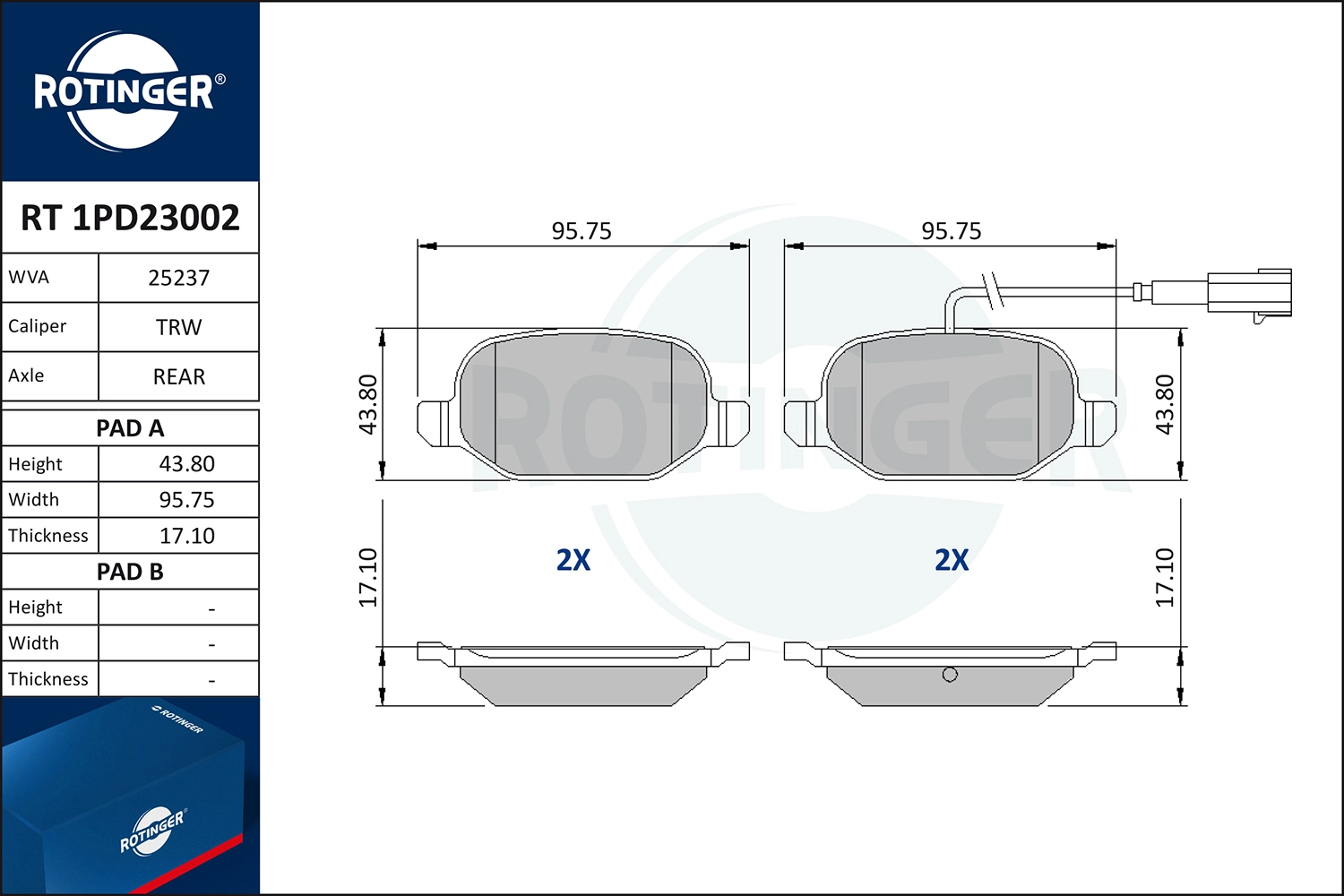 Brake Pad Set, disc brake (RT 1PD23002)