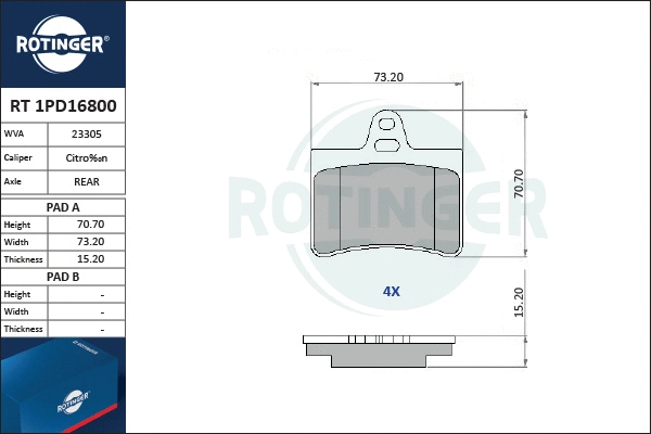 Brake Pad Set, disc brake (RT 1PD16800)