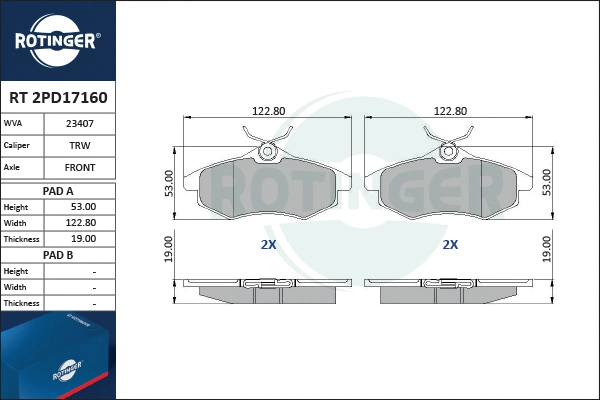 Brake Pad Set, disc brake (RT 2PD17160)