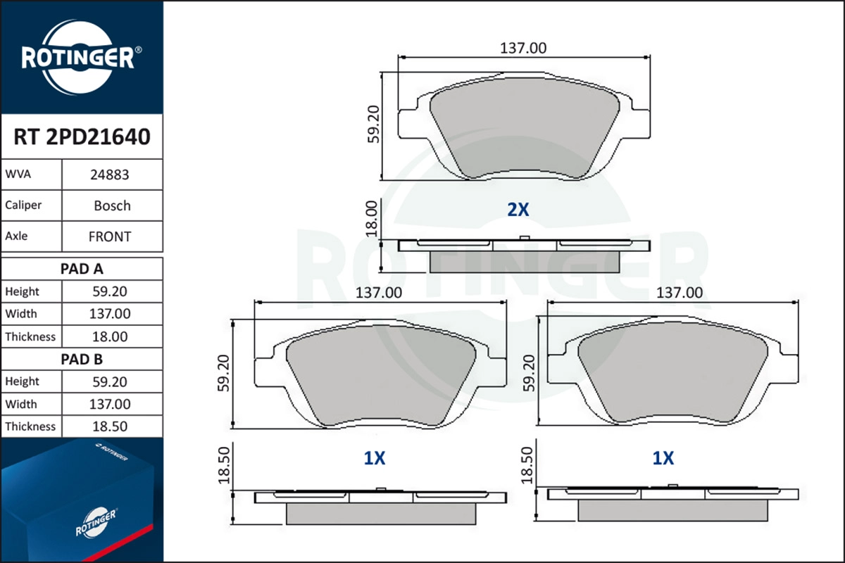 Brake Pad Set, disc brake (RT 2PD21640)