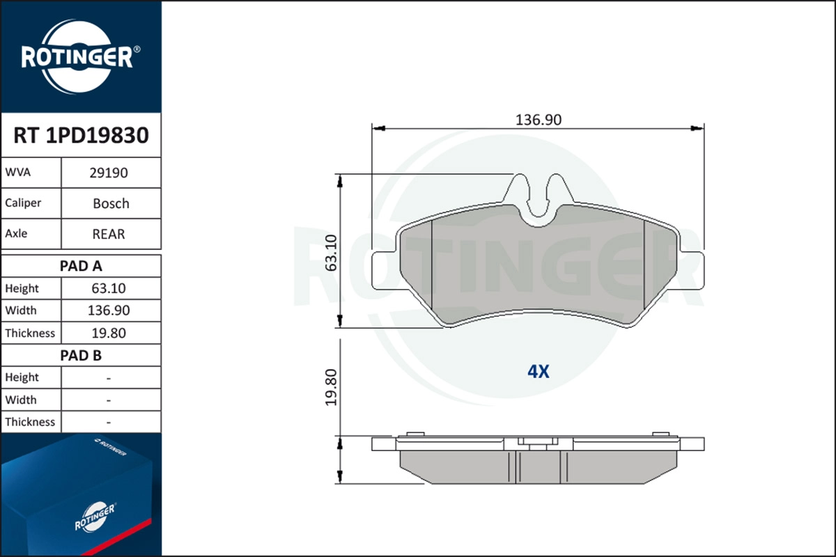 Brake Pad Set, disc brake (RT 1PD19830)