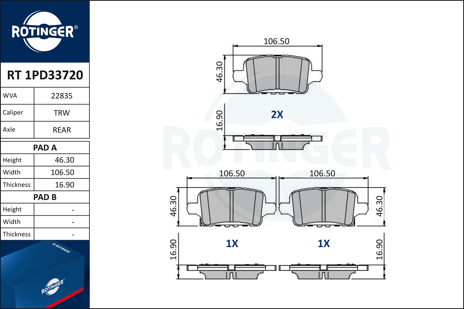 Brake Pad Set, disc brake (RT 1PD33720)