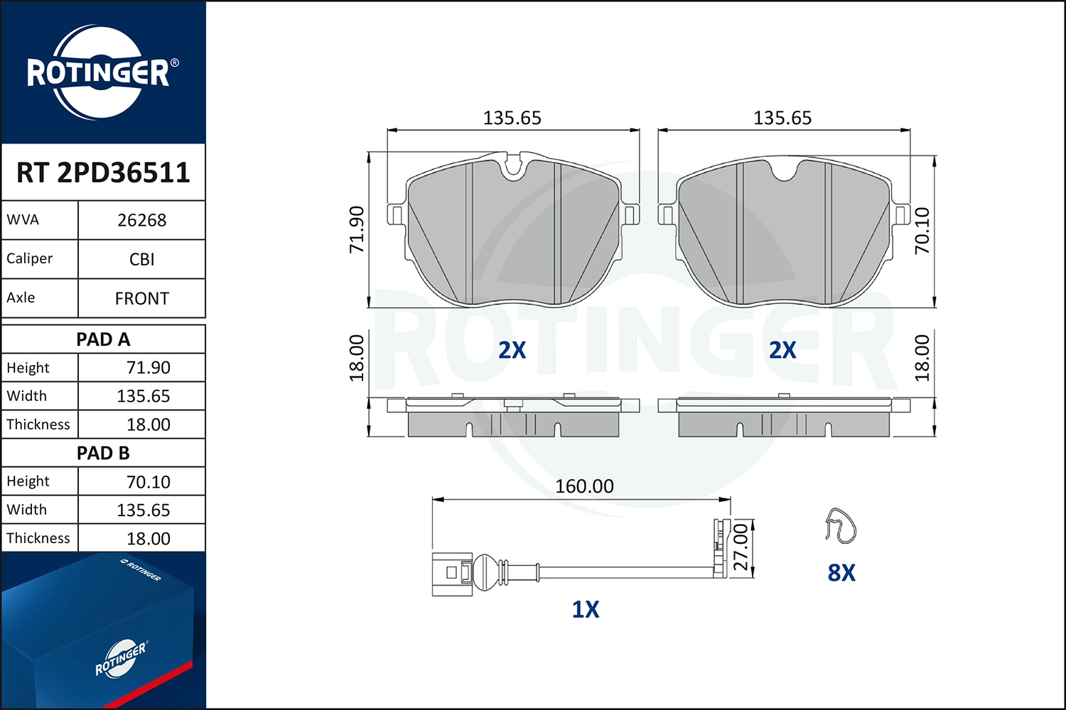 Brake Pad Set, disc brake (RT 2PD36511)