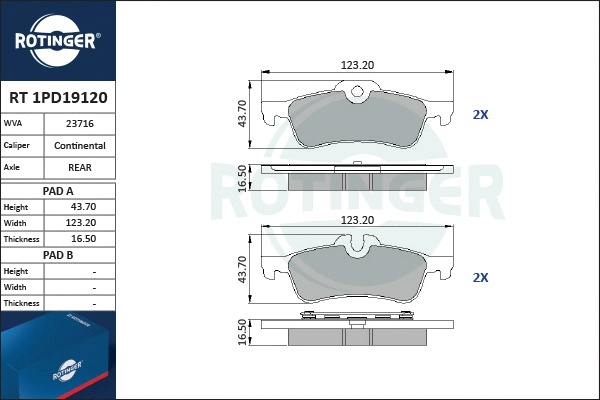 Brake Pad Set, disc brake (RT 1PD19120)