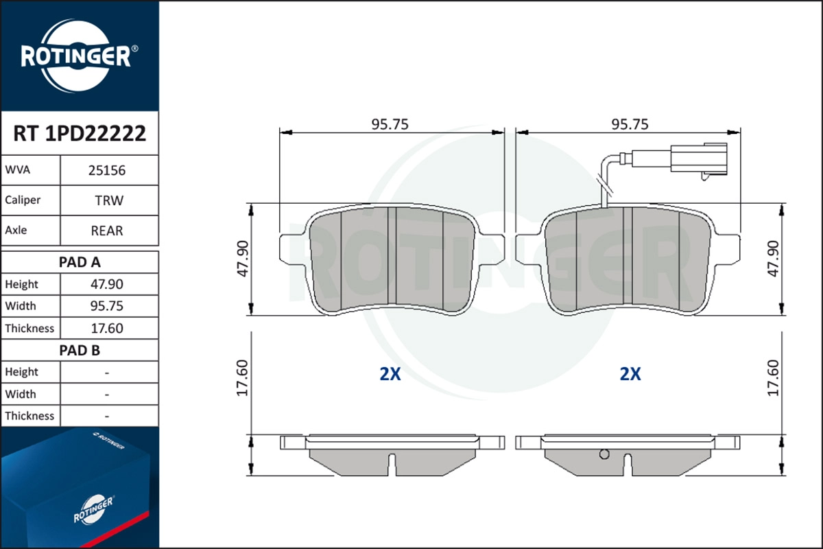 Brake Pad Set, disc brake (RT 1PD22222)