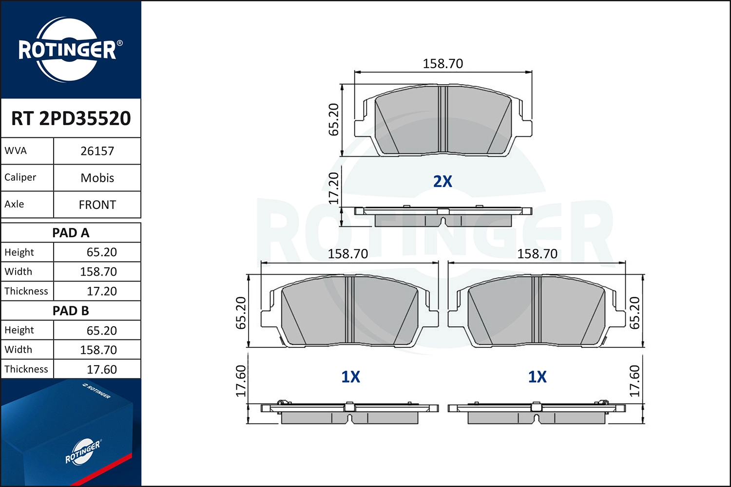 Brake Pad Set, disc brake (RT 2PD35520)