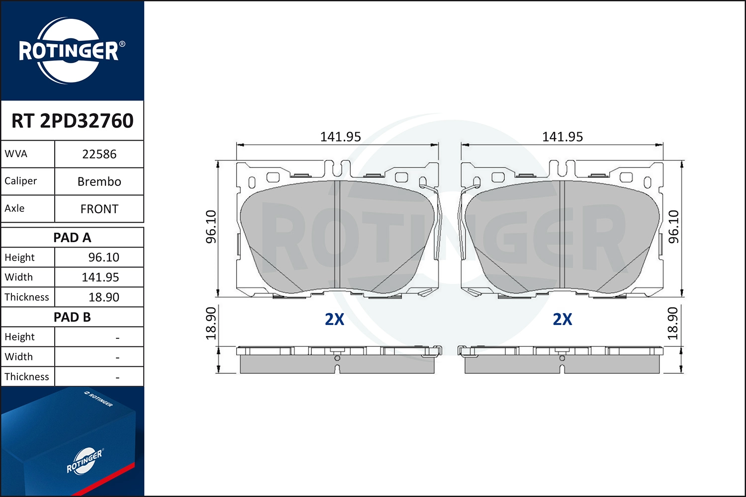 Brake Pad Set, disc brake (RT 2PD32760)