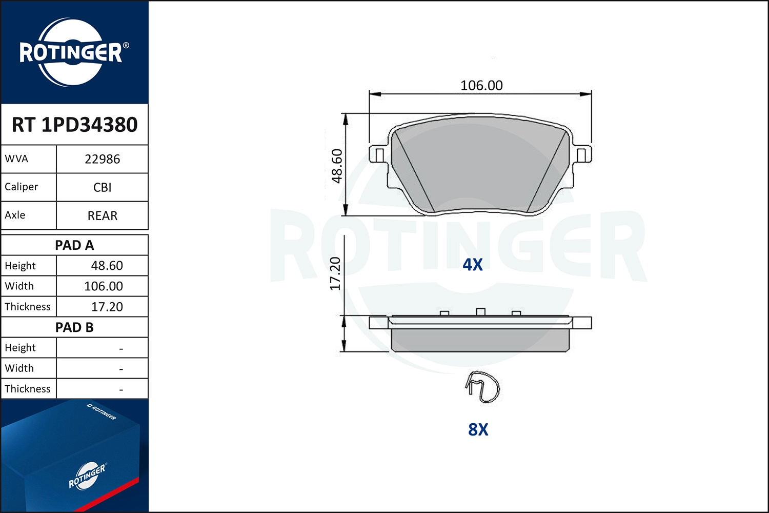 Brake Pad Set, disc brake (RT 1PD34380)