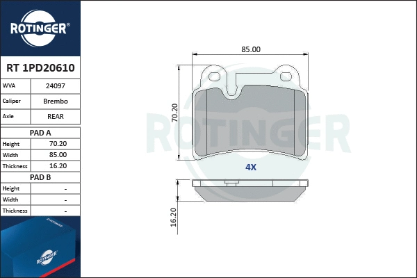Brake Pad Set, disc brake (RT 1PD20610)
