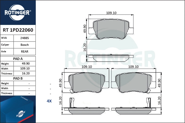 Brake Pad Set, disc brake (RT 1PD22060)