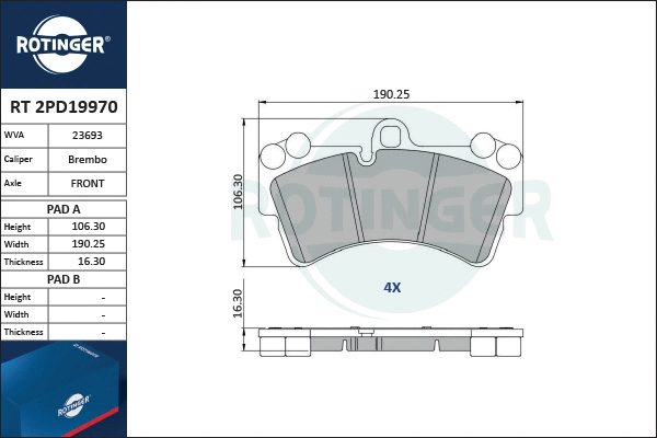 Brake Pad Set, disc brake (RT 2PD19970)