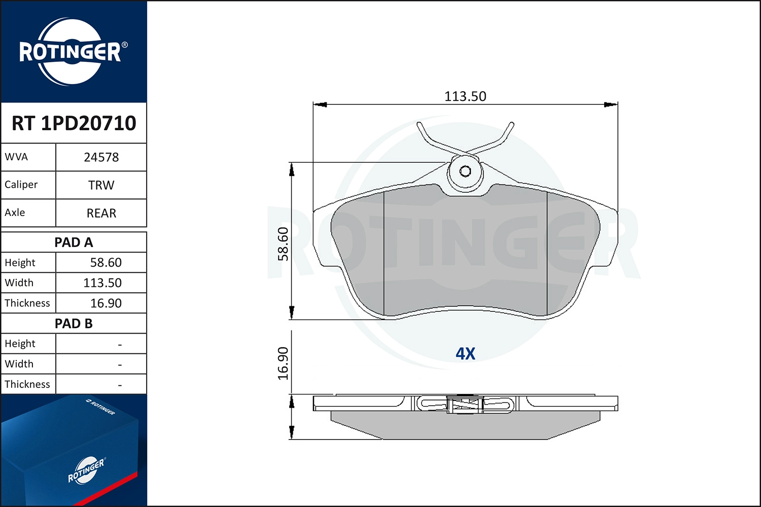 Brake Pad Set, disc brake (RT 1PD20710)