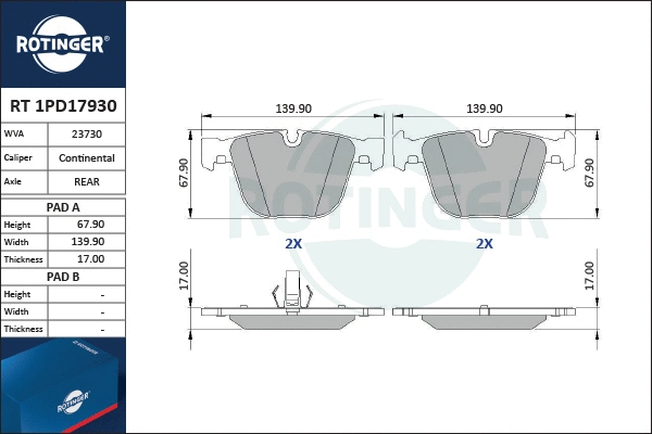 Brake Pad Set, disc brake (RT 1PD17930)