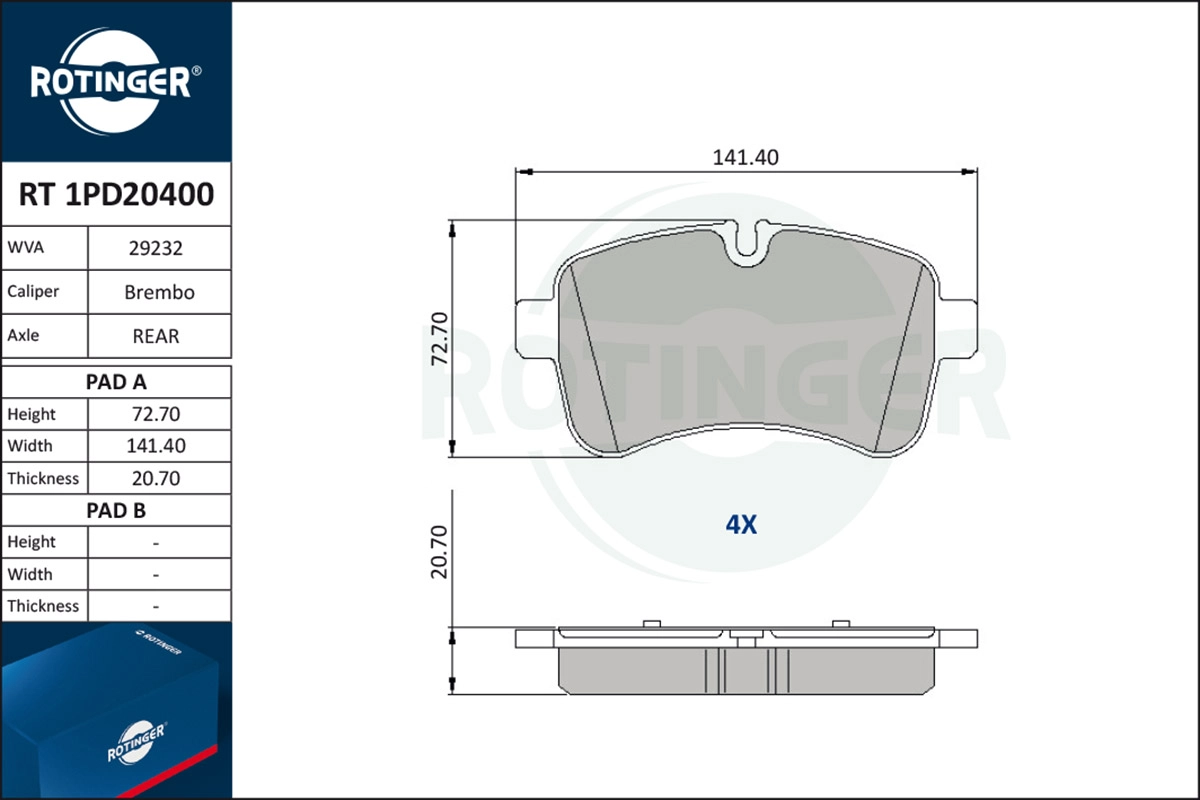 Brake Pad Set, disc brake (RT 1PD20400)