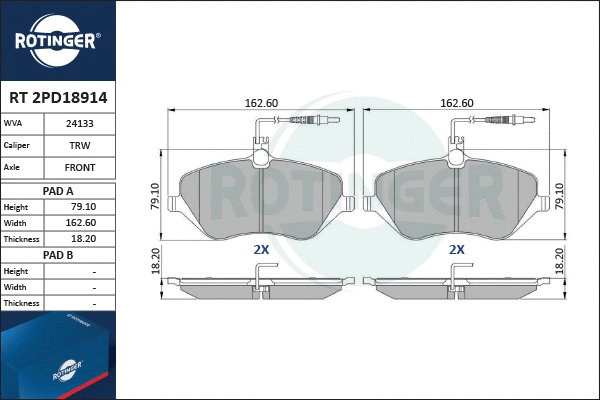Brake Pad Set, disc brake (RT 2PD18914)