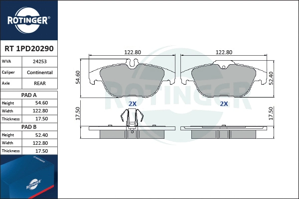 Brake Pad Set, disc brake (RT 1PD20290)