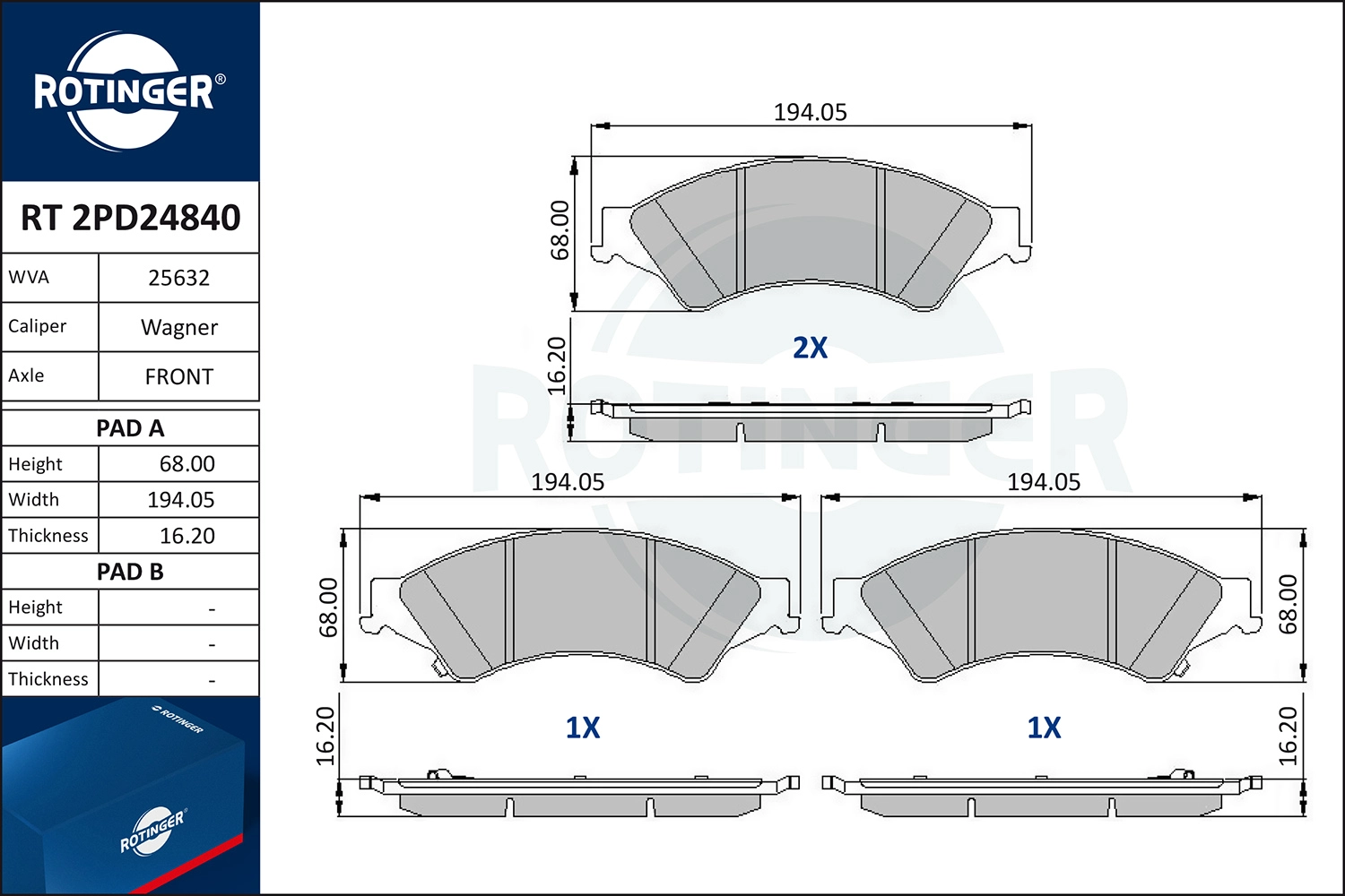 Brake Pad Set, disc brake (RT 2PD24840)