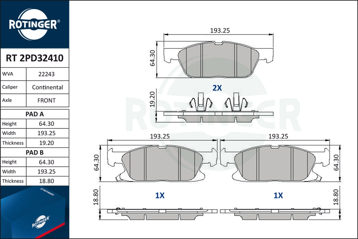 Brake Pad Set, disc brake (RT 2PD32410)