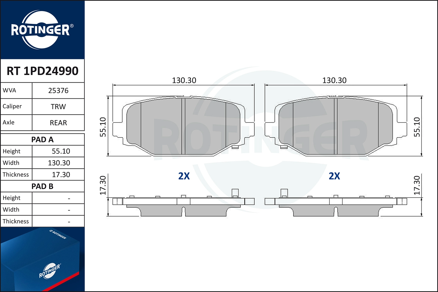 Brake Pad Set, disc brake (RT 1PD24990)