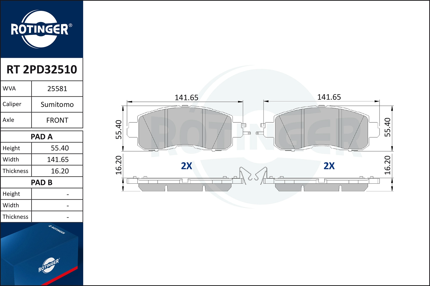 Brake Pad Set, disc brake (RT 2PD32510)