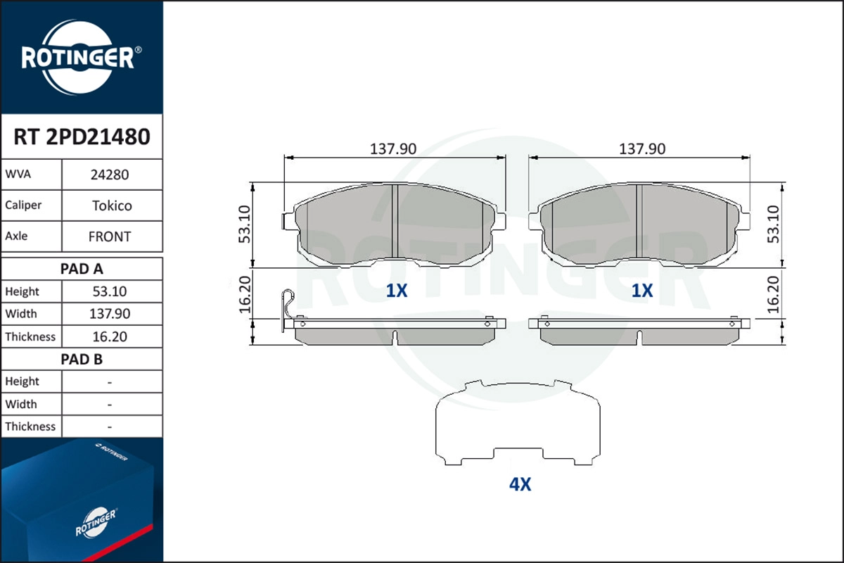 Brake Pad Set, disc brake (RT 2PD21480)