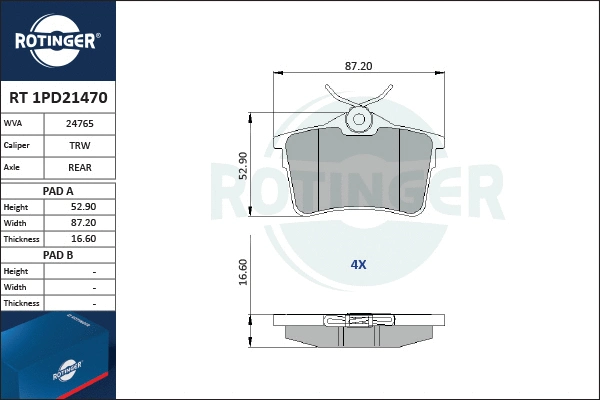 Brake Pad Set, disc brake (RT 1PD21470)