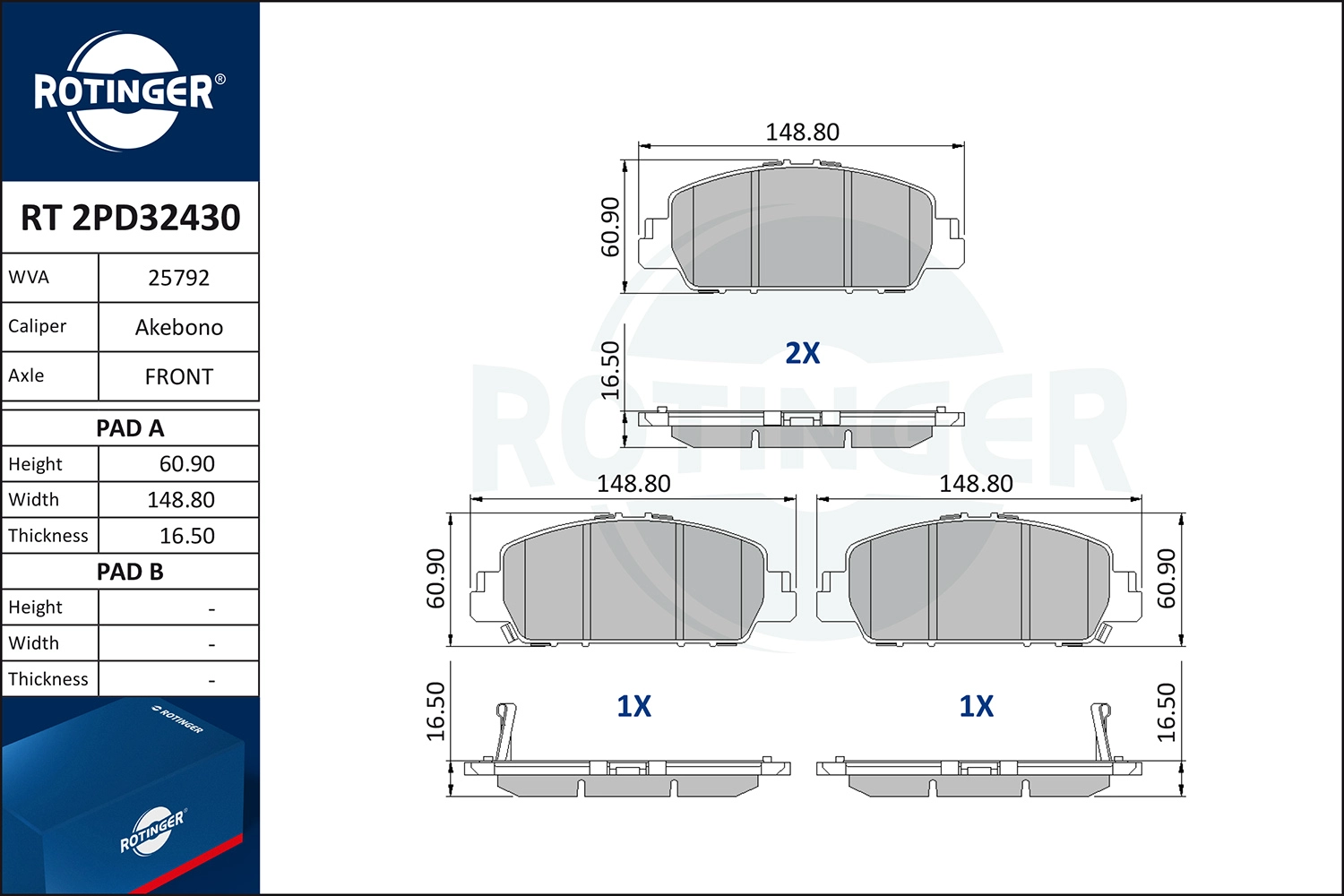 Brake Pad Set, disc brake (RT 2PD32430)
