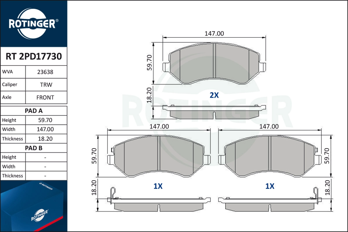 Brake Pad Set, disc brake (RT 2PD17730)