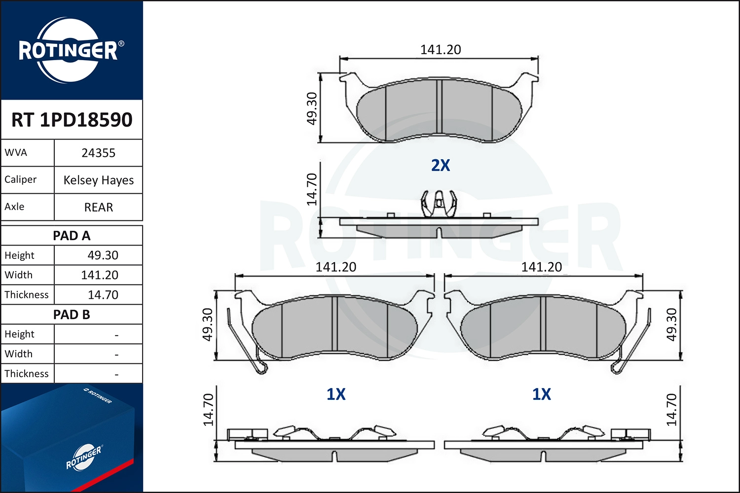 Brake Pad Set, disc brake (RT 1PD18590)