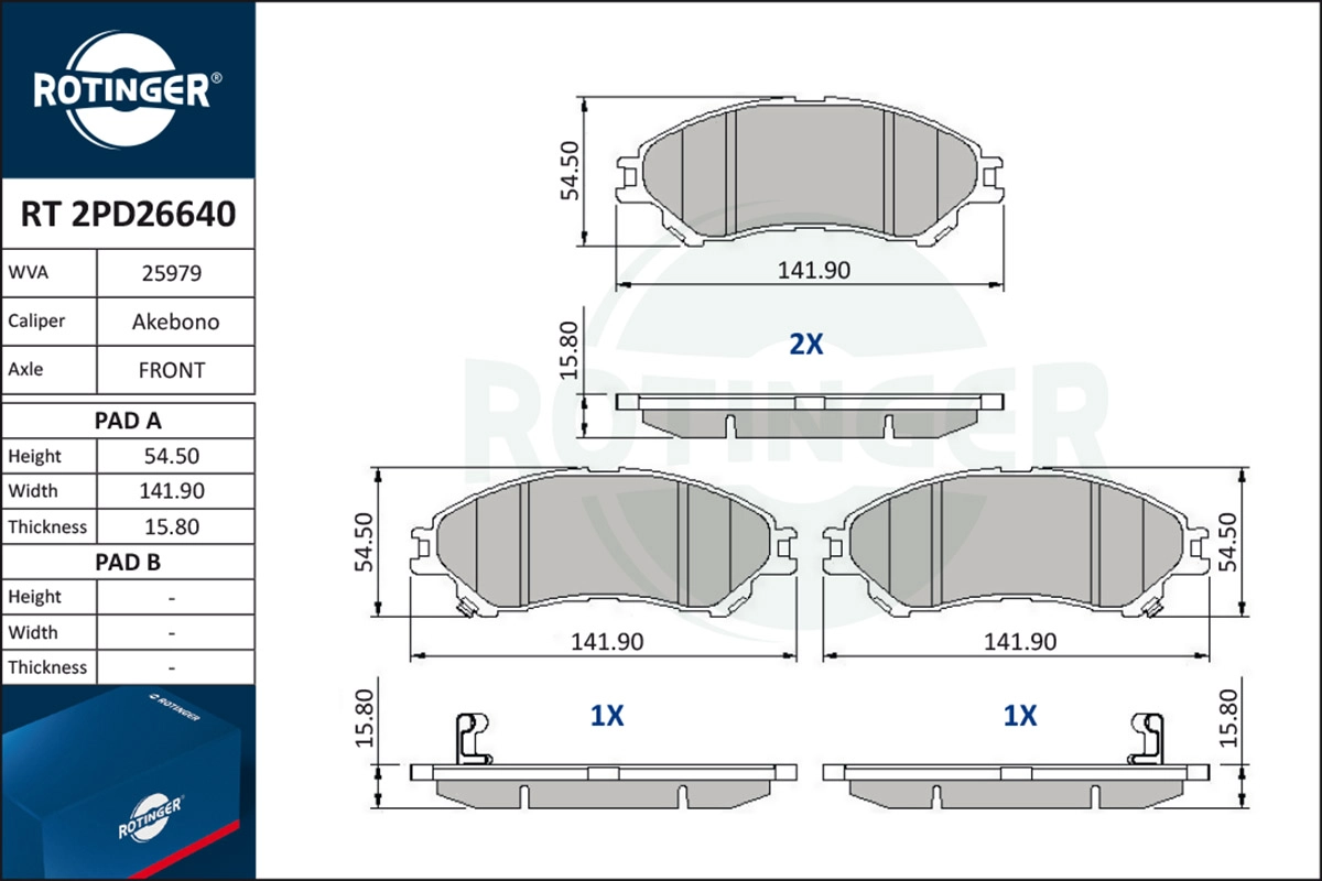 Brake Pad Set, disc brake (RT 2PD26640)