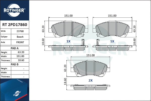 Brake Pad Set, disc brake (RT 2PD17860)