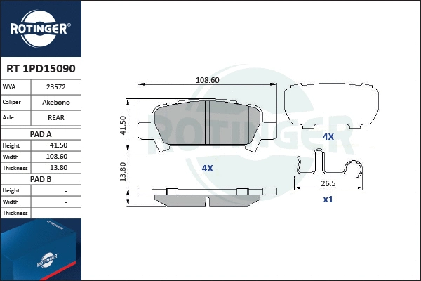 Brake Pad Set, disc brake (RT 1PD15090)