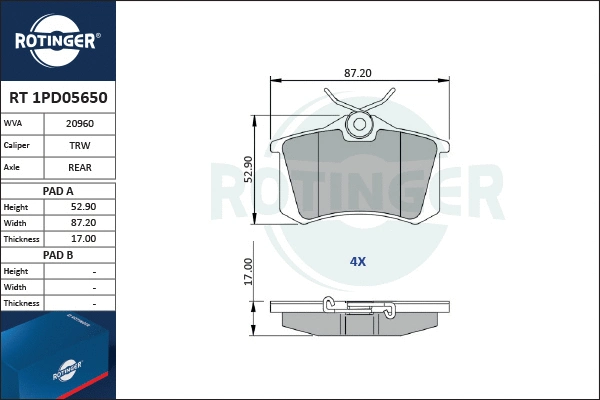 Brake Pad Set, disc brake (RT 1PD05650)