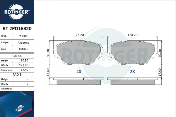 Brake Pad Set, disc brake (RT 2PD16320)