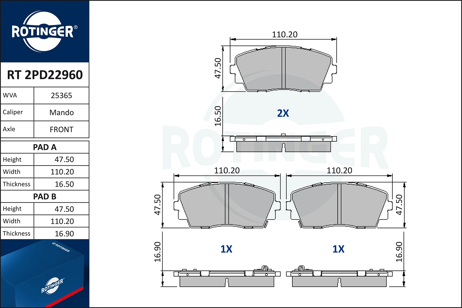 Brake Pad Set, disc brake (RT 2PD22960)