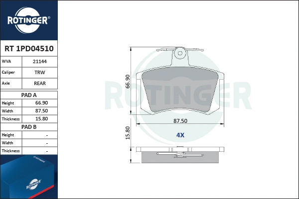 Brake Pad Set, disc brake (RT 1PD04510)