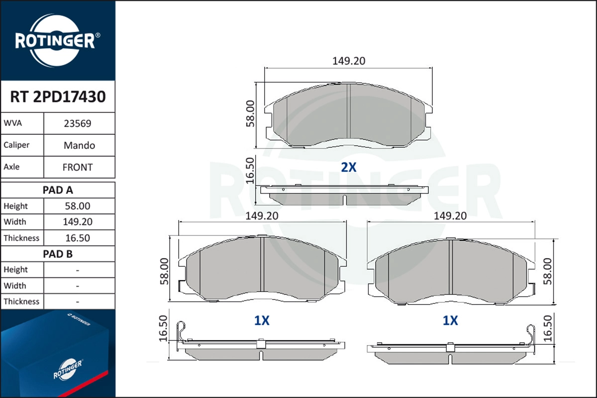 Brake Pad Set, disc brake (RT 2PD17430)