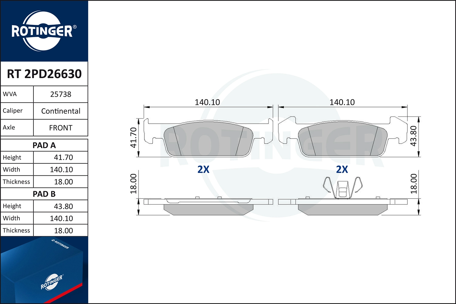 Brake Pad Set, disc brake (RT 2PD26630)