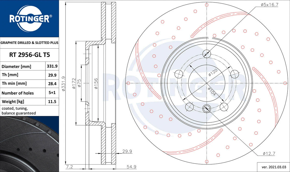 Brake Disc (RT 2956-GL T5)