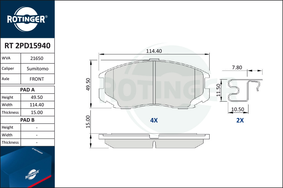 Brake Pad Set, disc brake (RT 2PD15940)