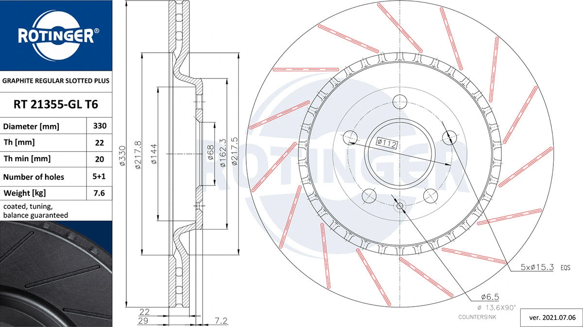 Brake Disc (RT 21355-GL T6)