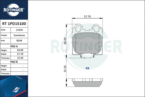 Brake Pad Set, disc brake (RT 1PD15100)