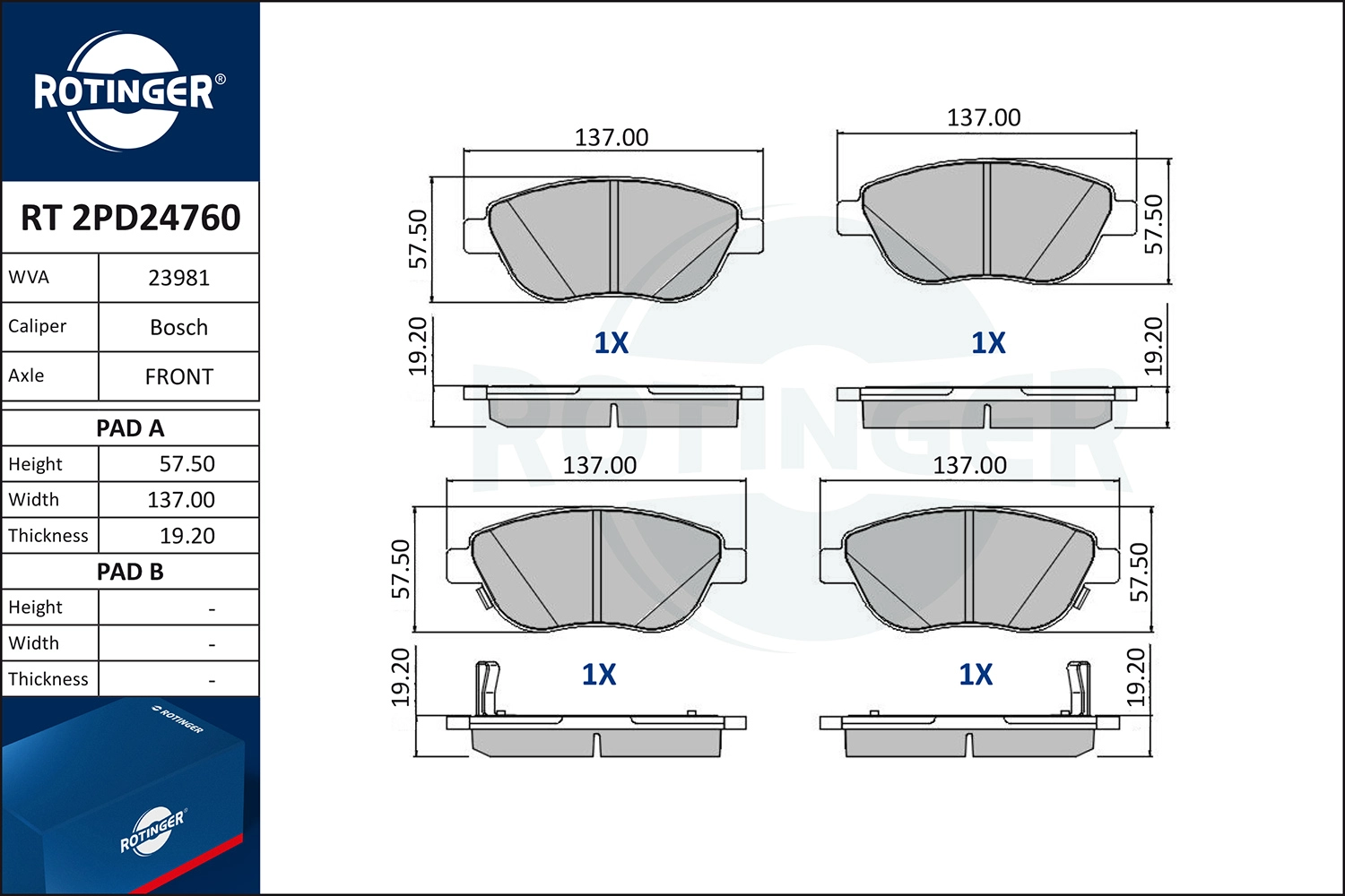 Brake Pad Set, disc brake (RT 2PD24760)