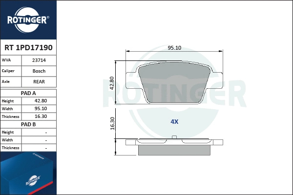 Brake Pad Set, disc brake (RT 1PD17190)