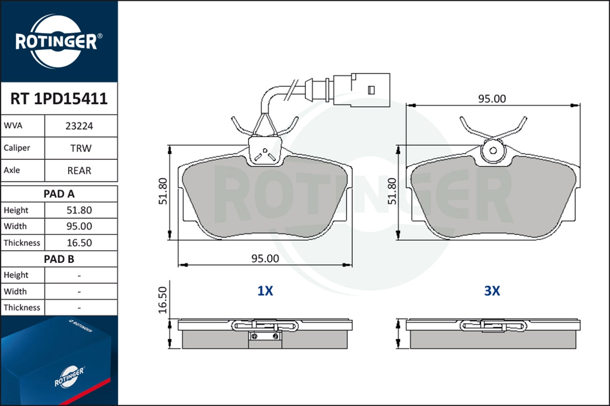 Brake Pad Set, disc brake (RT 1PD15411)