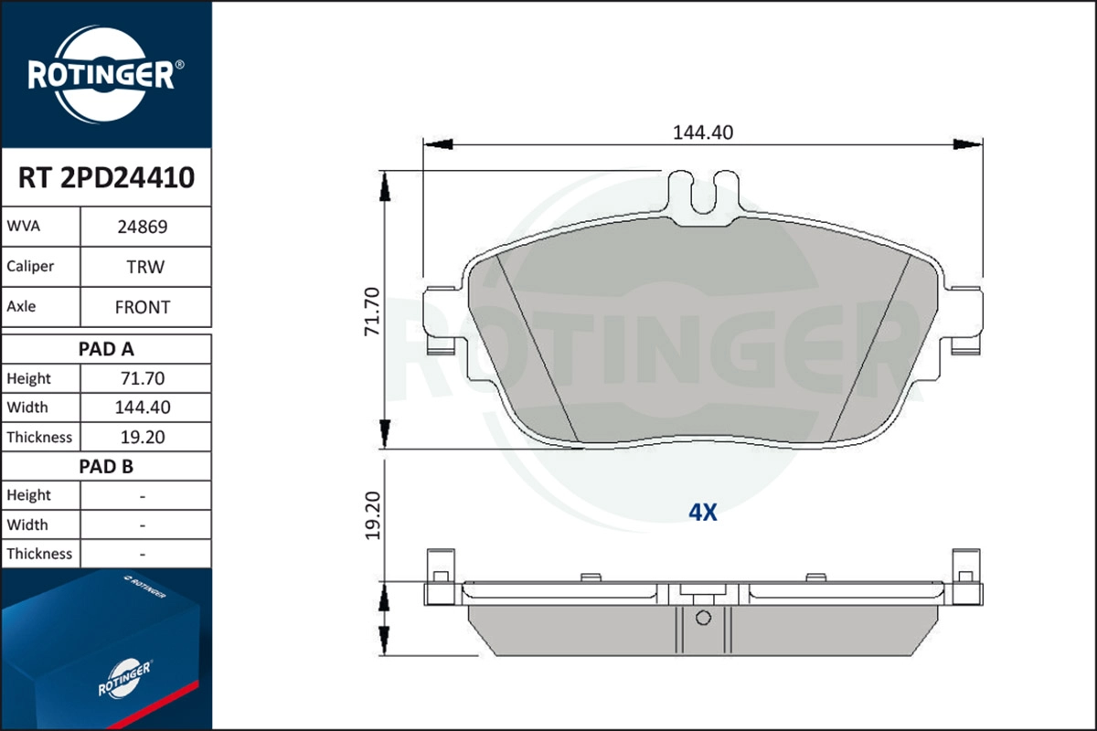 Brake Pad Set, disc brake (RT 2PD24410)