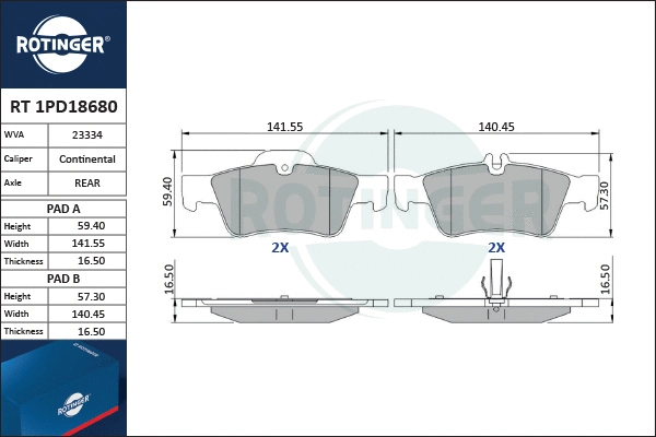 Brake Pad Set, disc brake (RT 1PD18680)