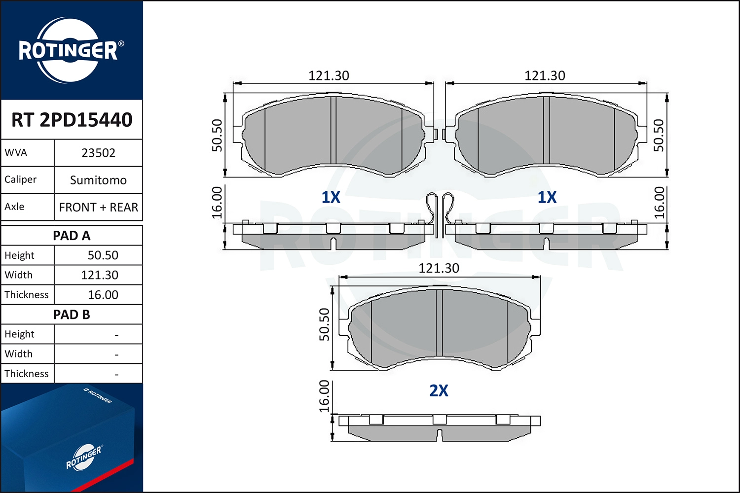 Brake Pad Set, disc brake (RT 2PD15440)