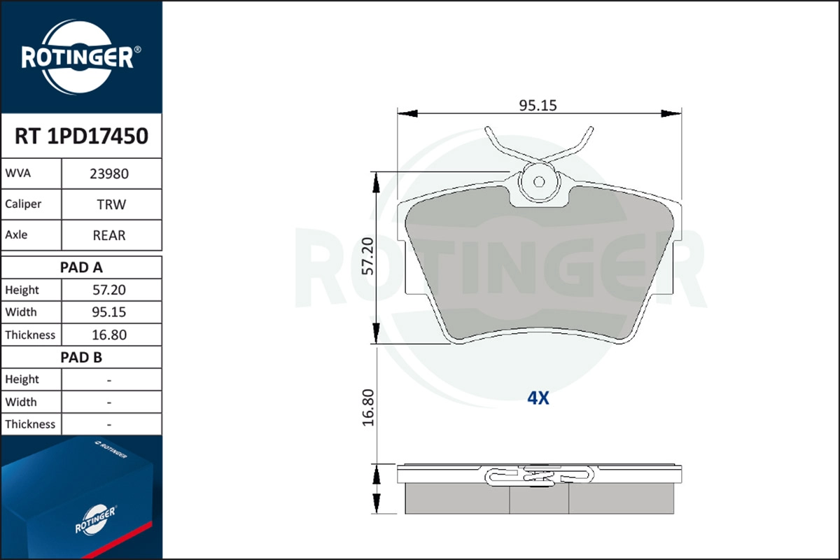 Brake Pad Set, disc brake (RT 1PD17450)