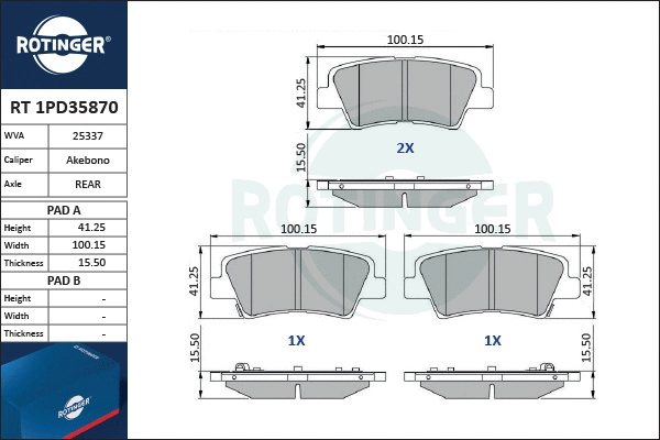 Brake Pad Set, disc brake (RT 1PD35870)